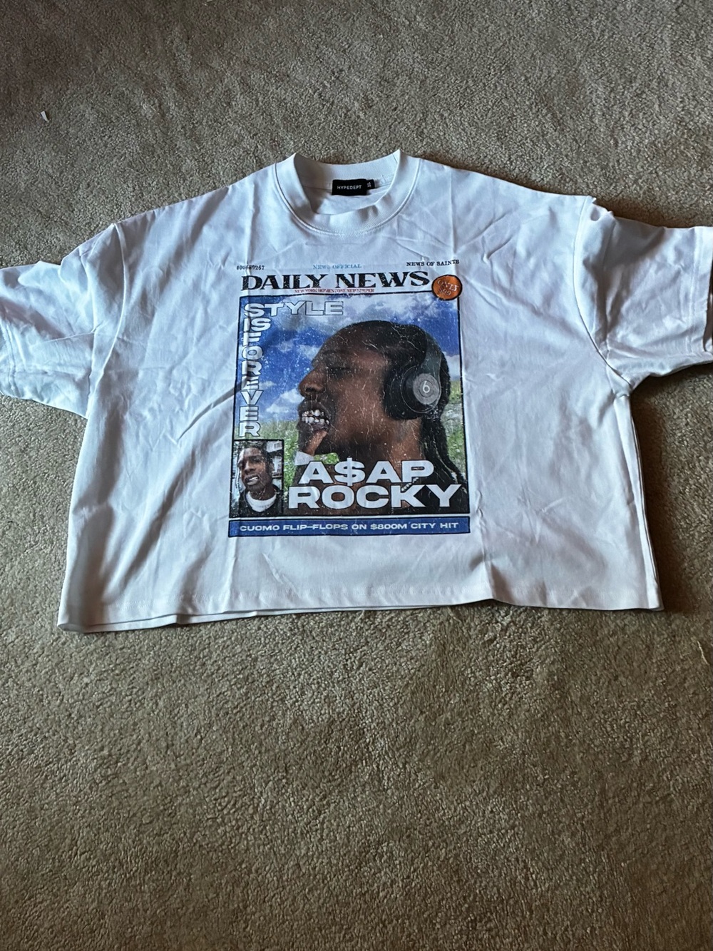 Daily News Graphic Tee - White asap rocky hypedept tee cropped for style